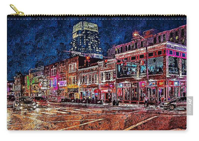 Nashville Zip Pouch featuring the painting Nashville, Tennessee - 03 by AM FineArtPrints