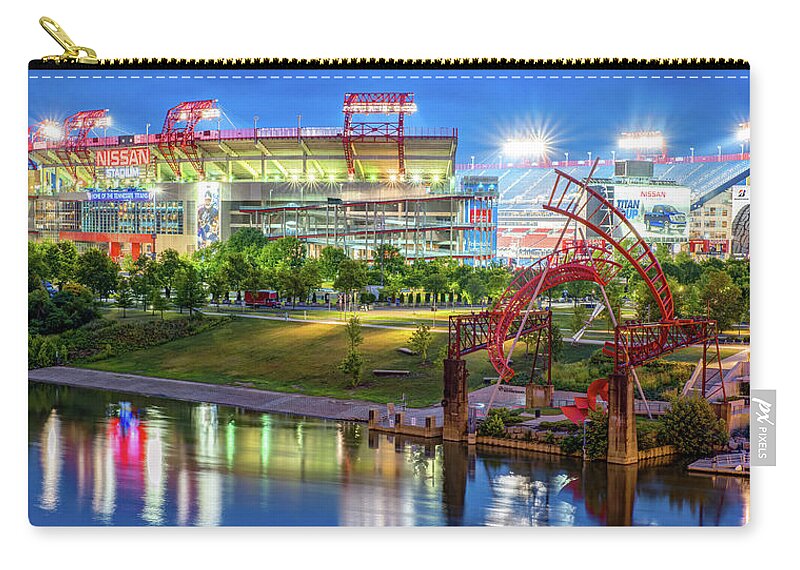 Nashville Football Zip Pouch featuring the photograph Nashville Tennessee Football Stadium Panoramic by Gregory Ballos