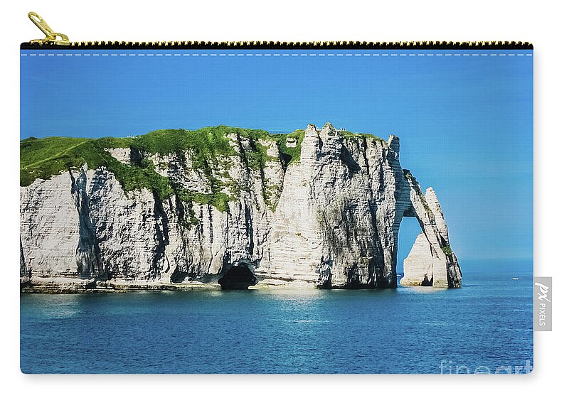 Anacapri Zip Pouch featuring the photograph Natural rock arches and cliffs on the coast Sorrento and Capri, by Joaquin Corbalan