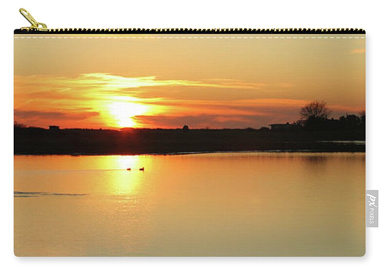 Water's Edge Zip Pouch featuring the photograph Nature Seashore Sunset by Shunyufan