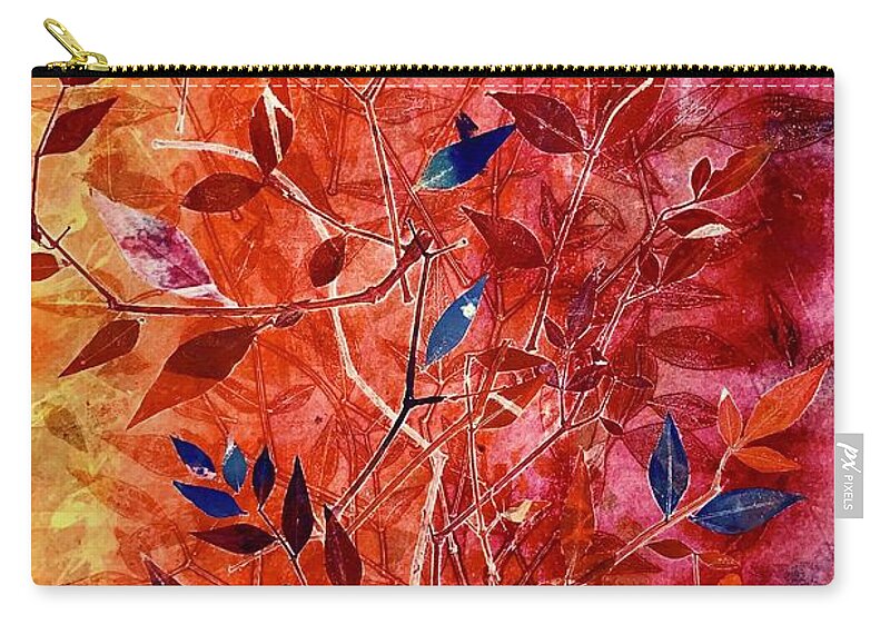 Leaves Zip Pouch featuring the painting Natures Treasures 1 by Sherry Harradence