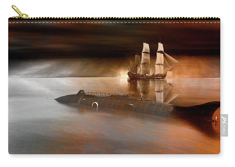 Submarine Zip Pouch featuring the digital art Nautilus by Michael Cleere