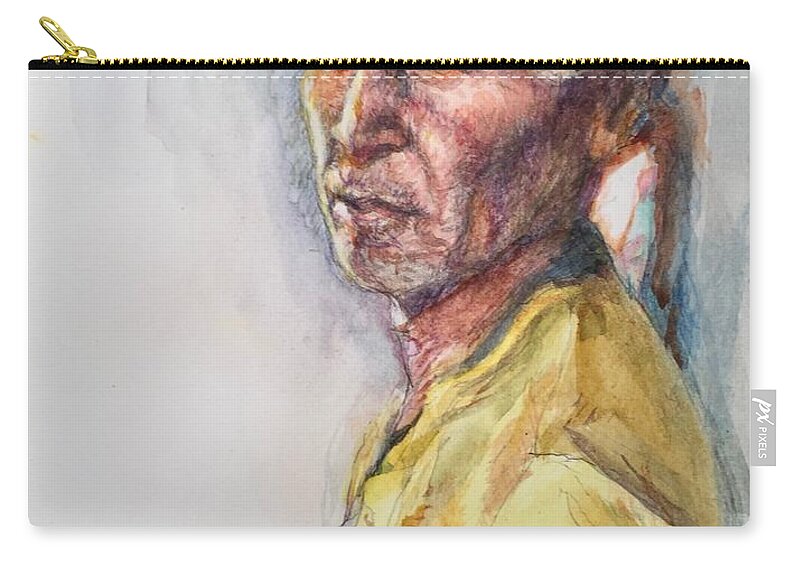 Navaho Zip Pouch featuring the painting Navaho Man by Ellen Dreibelbis