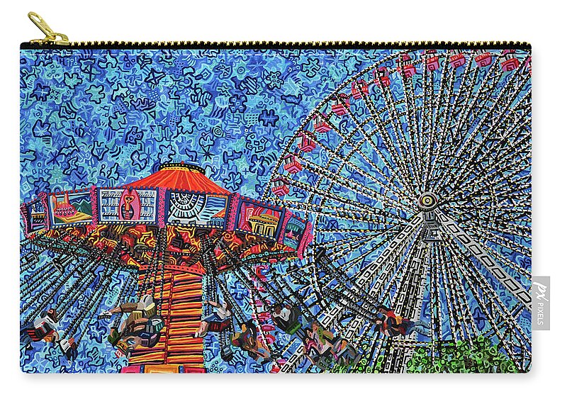 Navy Pier Zip Pouch featuring the painting Navy Pier by Micah Mullen