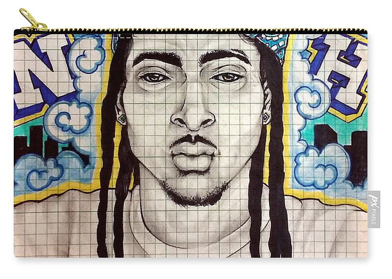 Black Art Carry-all Pouch featuring the drawing Neighborhood Nipsey by Arnold Citizen aka Musafir