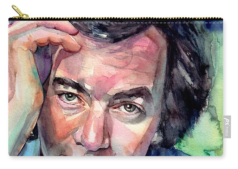 Neil Diamond Zip Pouch featuring the painting Neil Diamond Portrait I by Suzann Sines