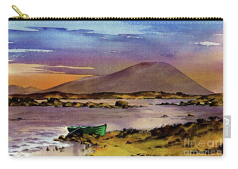 Mayo Zip Pouch featuring the painting Neiphin Sunset, Mayo. by Val Byrne