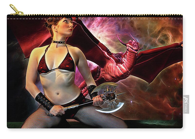 Dragon Zip Pouch featuring the photograph Nell And The Dragon by Jon Volden