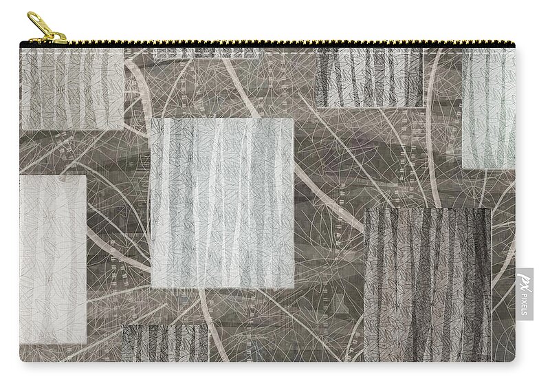 Neutral Zip Pouch featuring the digital art Neutral Leaf Print Squares Cream by Sand And Chi