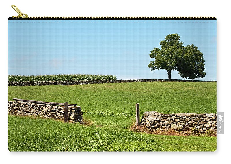 Grass Zip Pouch featuring the photograph New England Pastoral by Kenwiedemann