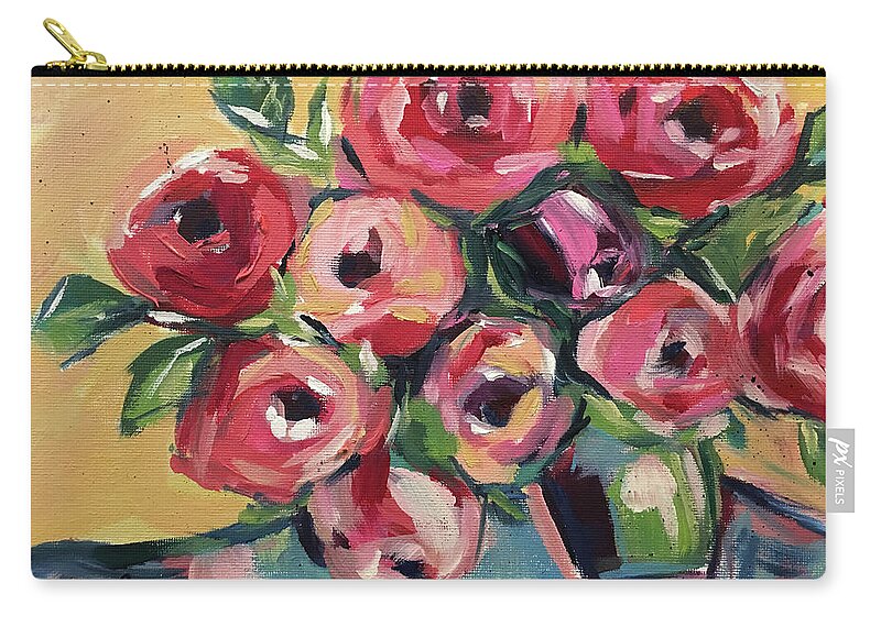 Roses Carry-all Pouch featuring the painting New Roses by Roxy Rich