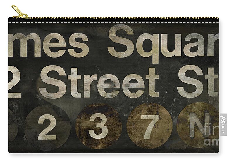New York City Zip Pouch featuring the painting New York City Subway Sign by Mindy Sommers