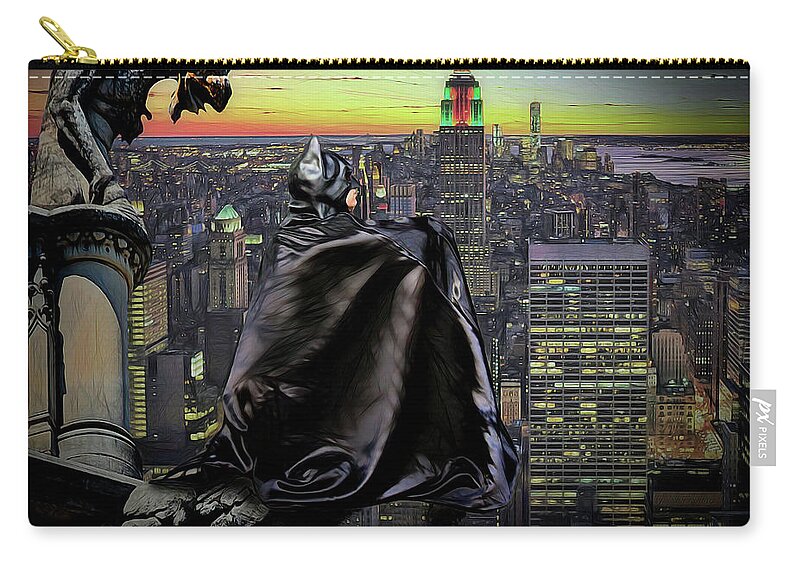 Bat Zip Pouch featuring the photograph Night Of The Bat Man by Jon Volden