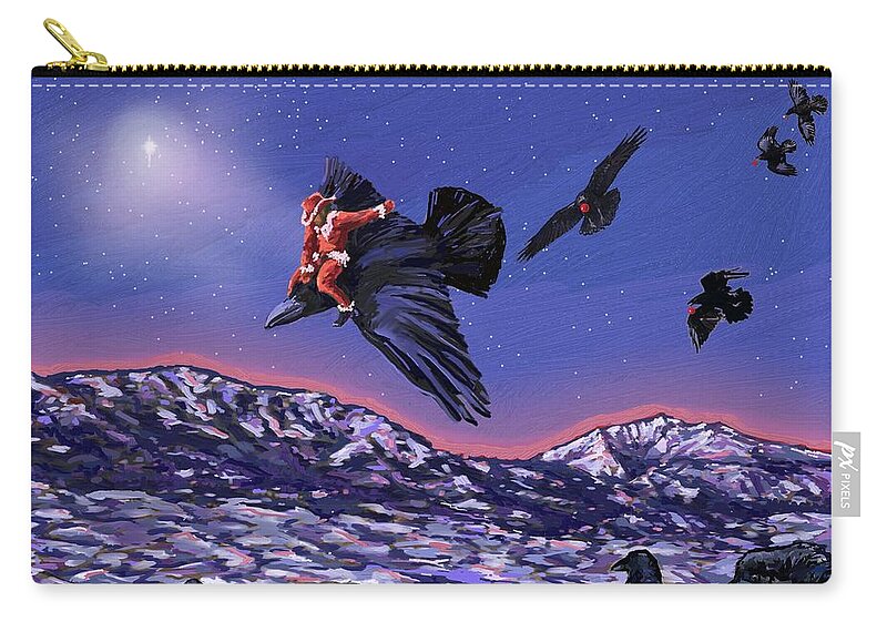 Xmas Carry-all Pouch featuring the digital art Santa's Scout by Les Herman