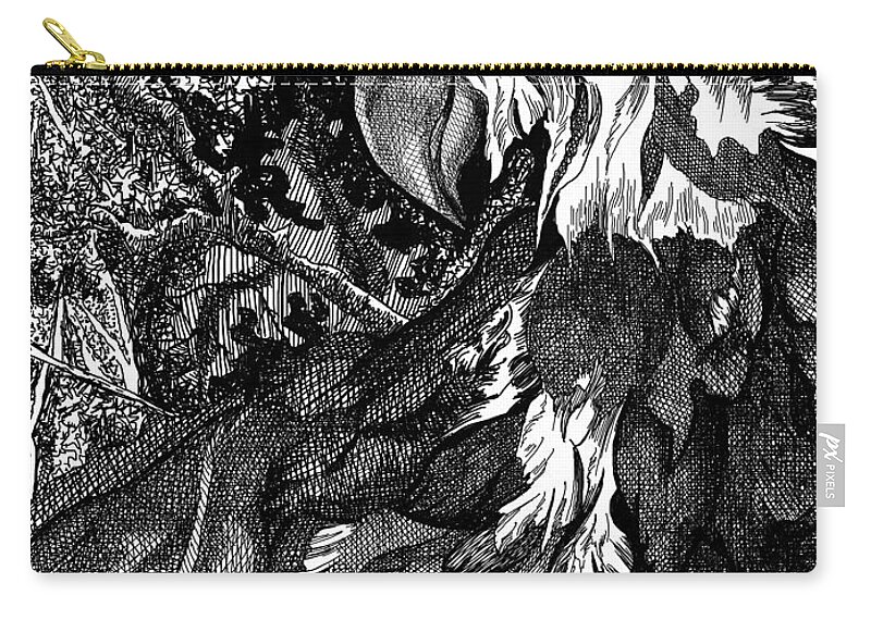 Digital Pen And Ink Zip Pouch featuring the digital art Night Vision by Angela Weddle