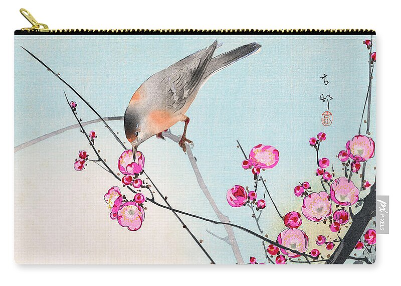 Koson Zip Pouch featuring the painting Nightingale by Koson