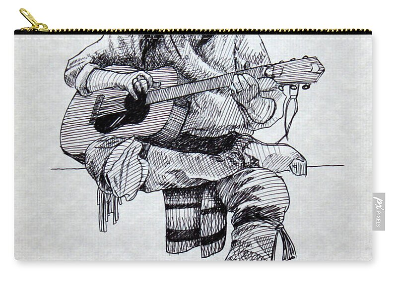 Nightsinger Zip Pouch featuring the drawing Nightsinger by Todd Cooper