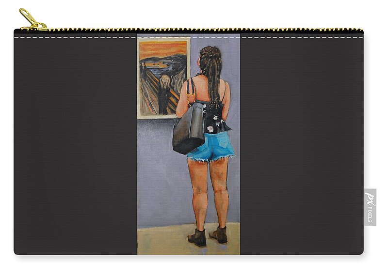 Museum Zip Pouch featuring the painting No Screaming or Loud Talking In The Exhibition Area by Jean Cormier
