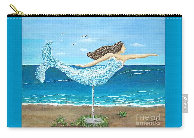 Norfolk Zip Pouch featuring the painting Norfolk Mermaid I by Elizabeth Mauldin