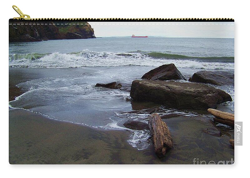Beach Zip Pouch featuring the photograph North Head Lighthouse Beach by Julie Rauscher
