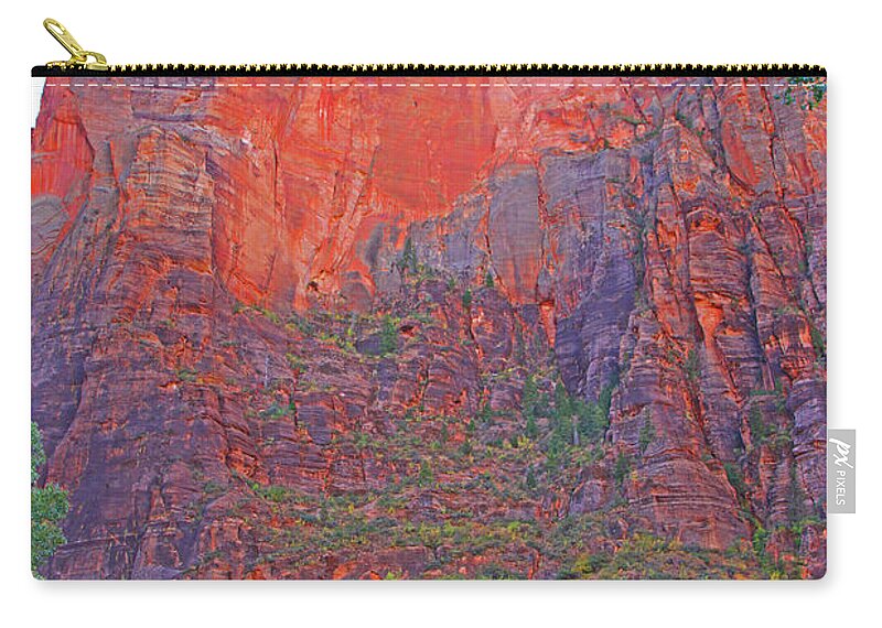 North Rim Grand Canyon Trees Mountain Red Blues Greens Zip Pouch featuring the photograph North rim Grand Canyon Trees Mountain red blues greens 6300. by David Frederick