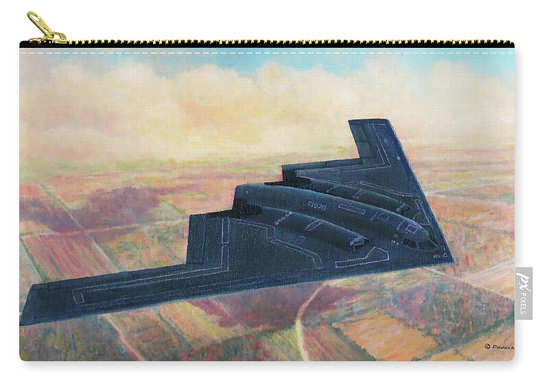 Military Zip Pouch featuring the painting Northrop B-2 Spirit by Douglas Castleman