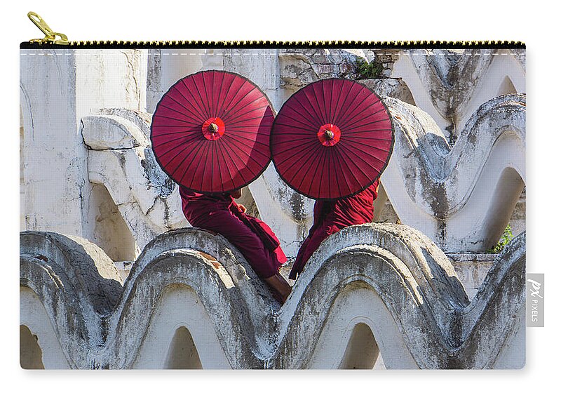 Boy Zip Pouch featuring the photograph novice Burmese monks by Ann Moore