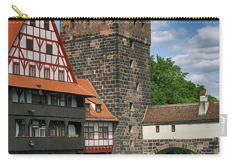 Nuremberg Medieval Buildings Zip Pouch featuring the photograph Nuremberg Medieval Buildings by Doug Matthews