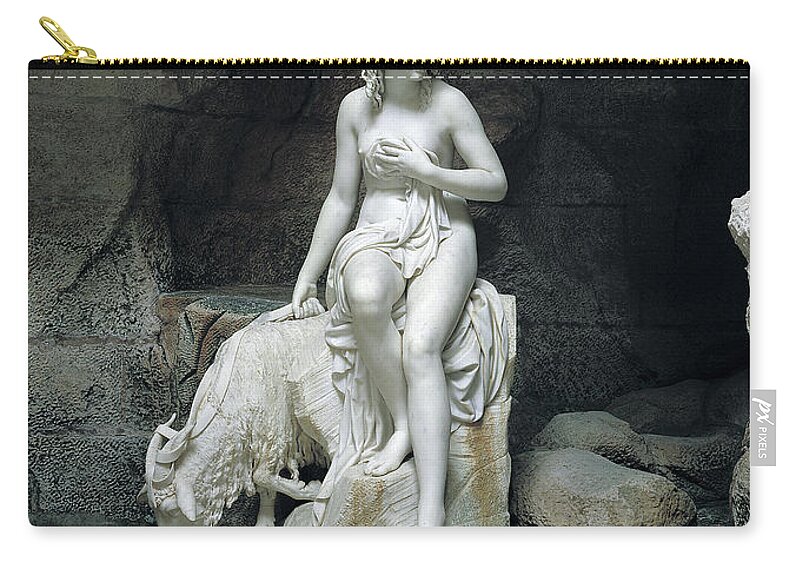 Female Zip Pouch featuring the sculpture Nymph with a Goat, from the Laiterie de la Reine by Pierre Julien