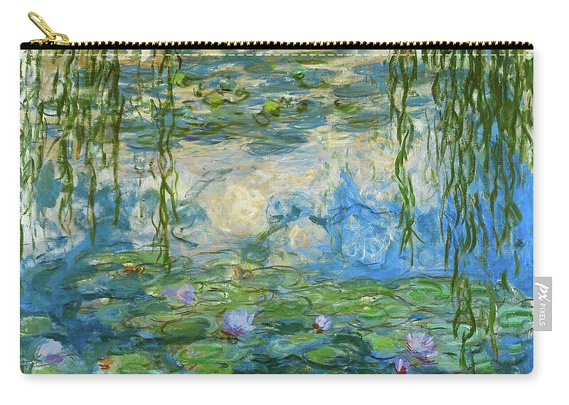 Claude Monet Zip Pouch featuring the painting Nympheas,1916-1919 Canvas,150 x 200 cm Inv. 51 64. by Claude Monet -1840-1926-