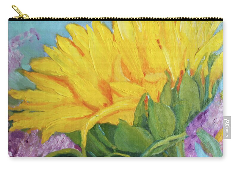 Sunflower Zip Pouch featuring the painting O Sole Mio by Christiane Kingsley