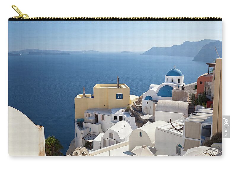 Greek Culture Zip Pouch featuring the photograph O&237a, Santorini by Michaelutech