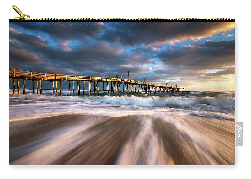 Obx Zip Pouch featuring the photograph OBX NC Beach Seascape Nags Head Outer Banks North Carolina by Dave Allen