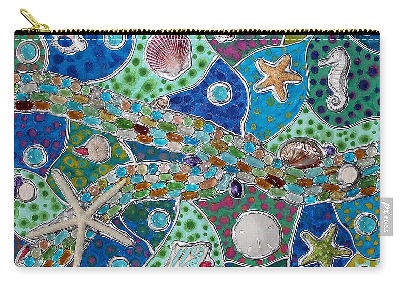 Ocean Zip Pouch featuring the painting Ocean Kelidoscope by Cynthia Snyder