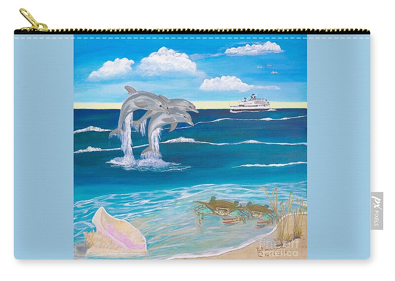 Ocean Zip Pouch featuring the painting Ocean Life by Elizabeth Mauldin