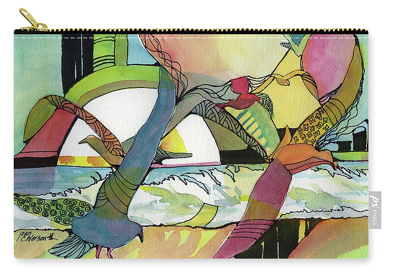 Seagulls Zip Pouch featuring the painting Ocean View by Joan Chlarson