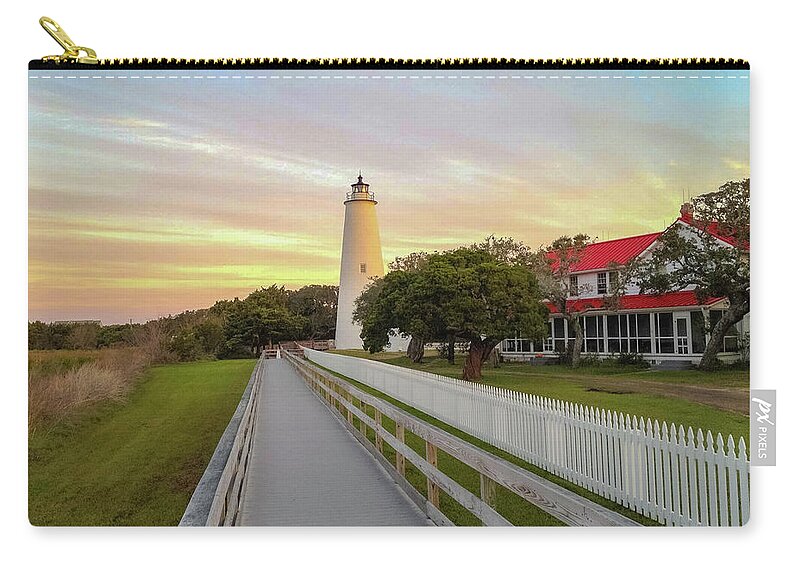 Ocracoke Island Zip Pouch featuring the photograph Ocracoke Lighthouse 2012-10 06 by Jim Dollar