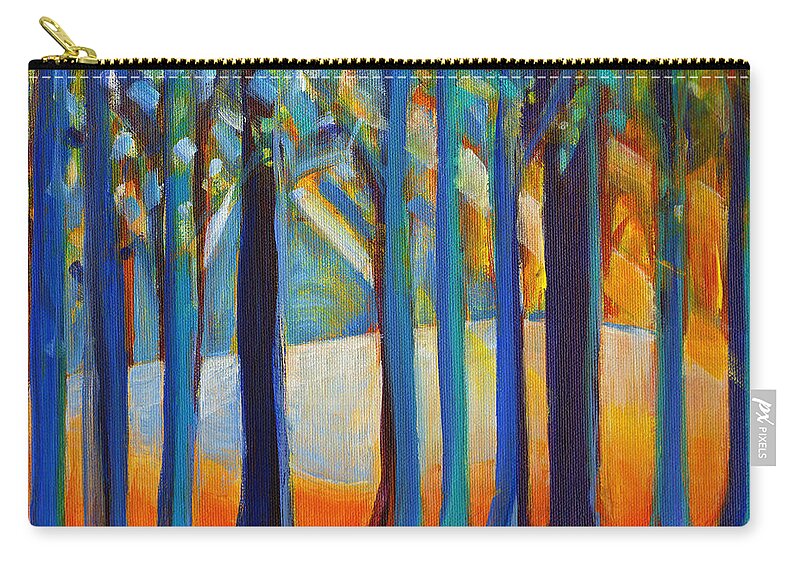 Contemporary Painting Zip Pouch featuring the painting October Sunshine by Tanya Filichkin