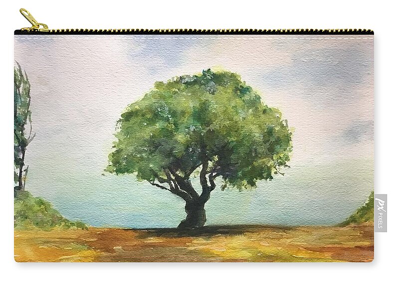 Tree Zip Pouch featuring the painting Off the Road to Hana by Cheryl Wallace