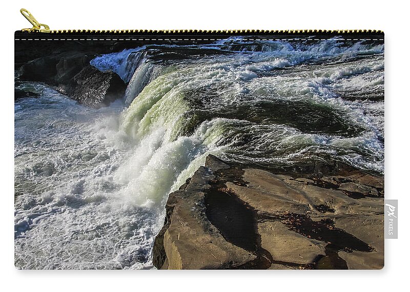 Cascades Zip Pouch featuring the photograph Ohiopyle Falls 1 by Dawn Richards