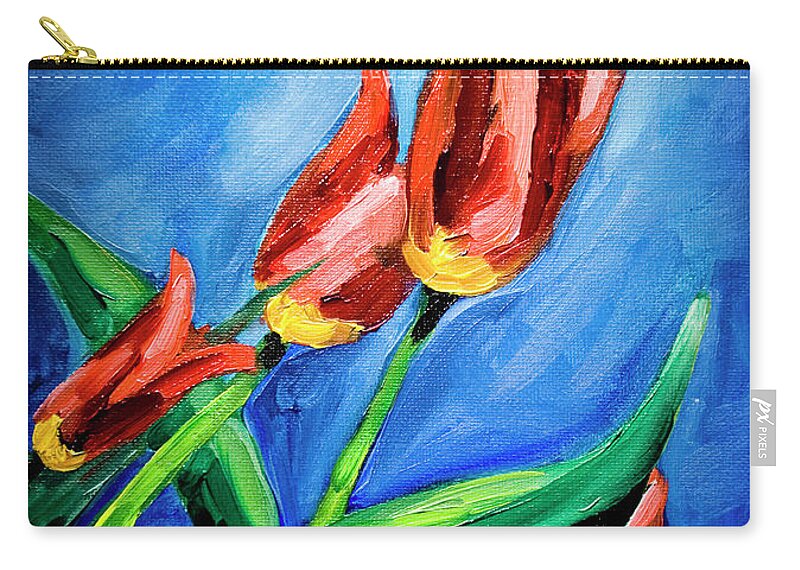 Oil Painting Zip Pouch featuring the digital art Oil Painting Tulips by Renphoto