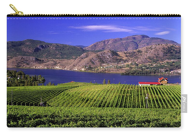 Scenics Zip Pouch featuring the photograph Okanagan Valley Vineyard by Laughingmango
