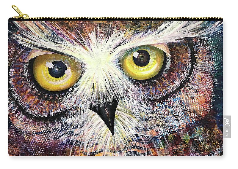 Owl Zip Pouch featuring the painting OL First Place by Laurel Bahe