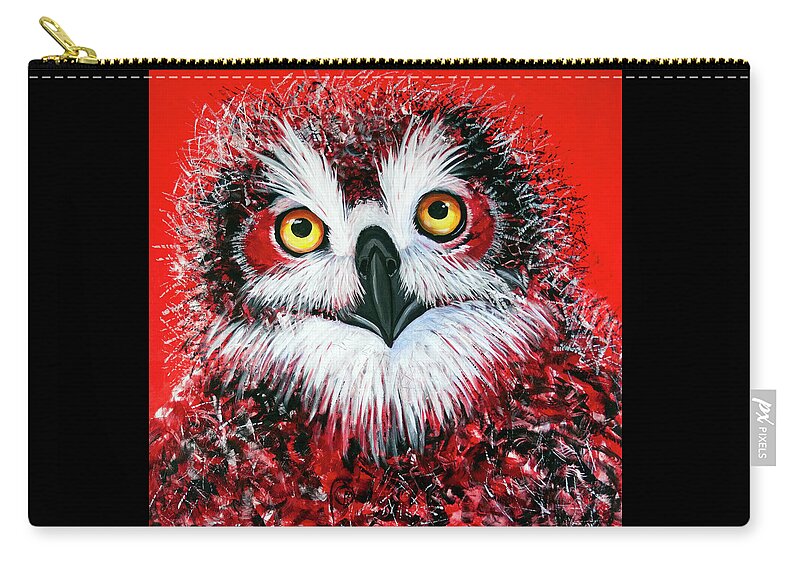 Owl Zip Pouch featuring the painting OL Owlet by Laurel Bahe