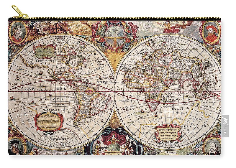 Classical Maps Carry-all Pouch featuring the painting Old Cartographic Map by Rolando Burbon