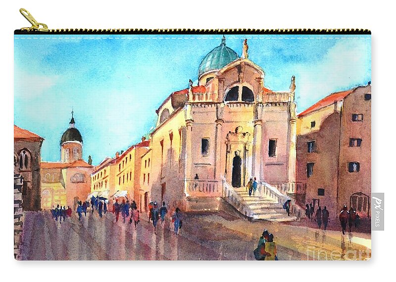 Churches Zip Pouch featuring the painting Old city of Dubrovnik by Betty M M Wong