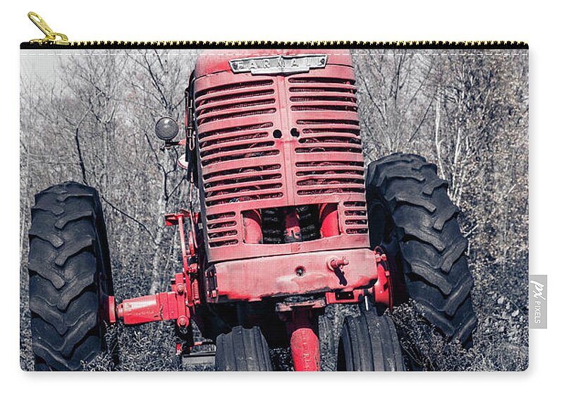 Farmall Zip Pouch featuring the photograph Old Farmall Farm Tractor Color Separation NH by Edward Fielding