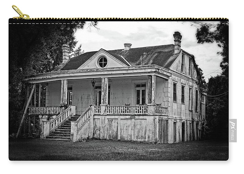 Old House Zip Pouch featuring the photograph Old house Black and White by Maggy Marsh