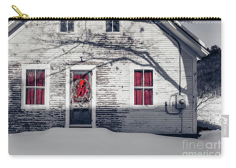 House Zip Pouch featuring the photograph Old House With Red Curtains Windsor Vermont by Edward Fielding