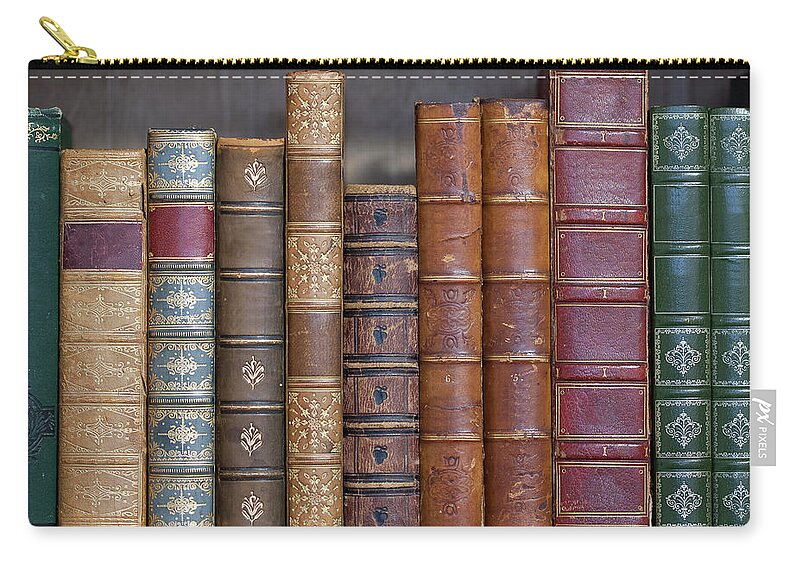 Working Zip Pouch featuring the photograph Old Leather Bound Books by Andrew howe